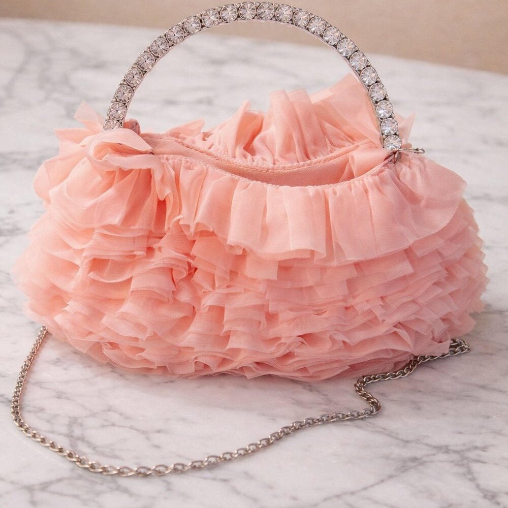🌸 NWOT Sincerely Jules Pink Ruffled Clutch 🌸 - Picture 2 of 7